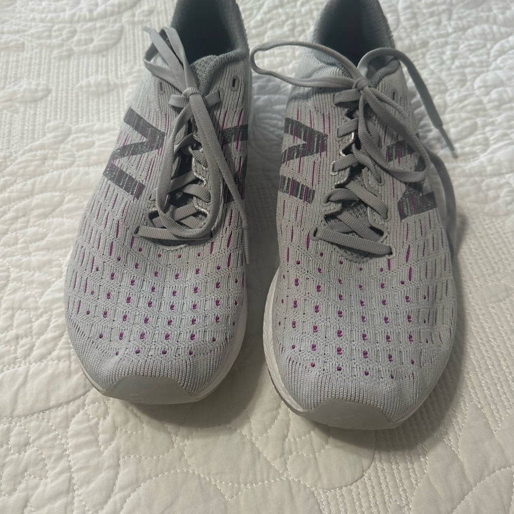 Freshfoam New Balance Gray and Purple athletic shoes